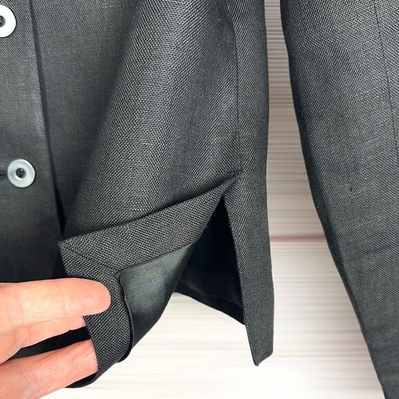 Talbots Vintage Charcoal Irish Linen Stand Collar Blazer Jacket Size 8 - Picture 6 of 11
